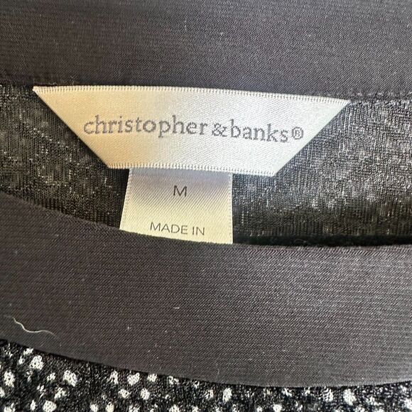 Christopher Banks Womens Sweater Tunic Top Size M BlackWhite Pattern Long Sleeve - Picture 5 of 6